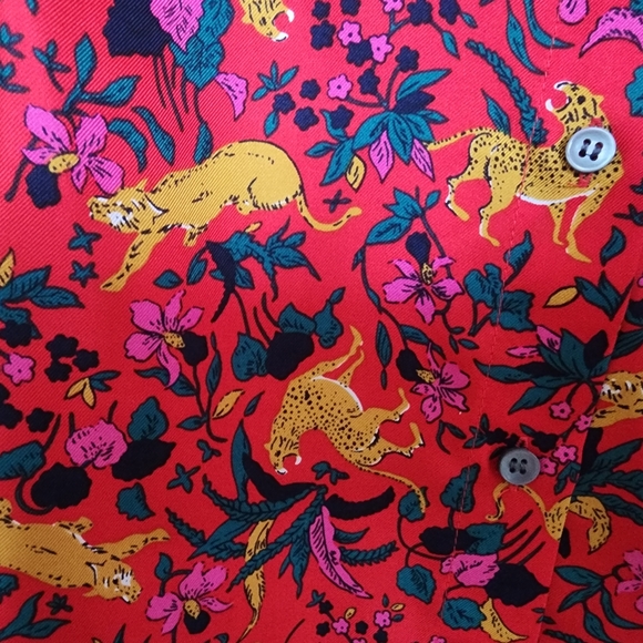 New J. Crew Collection Silk Jungle Leopard Print Button Down Shirt, 00 - Picture 3 of 4